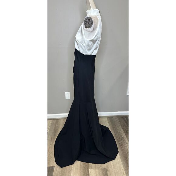Chiara Boni La Petite Robe Gaga Two-Tone Halter Trumpet Gown US 12 $1295 - Picture 9 of 13